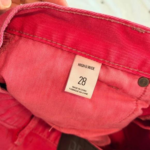 BDG Urban Outfitters High Wide Leg Jeans Pink Cropped Size 28 - Picture 8 of 12